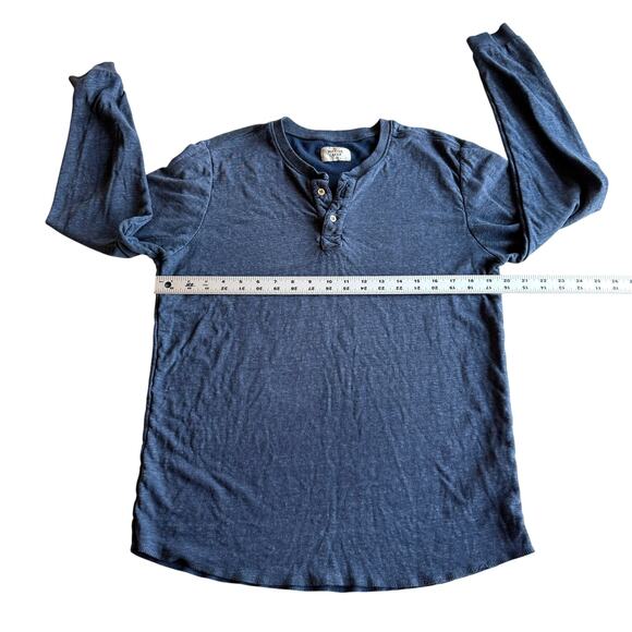 Marine Layer USA Made Classic Double Knit Thermal Blue Henley Pullover Shirt L - Picture 7 of 8